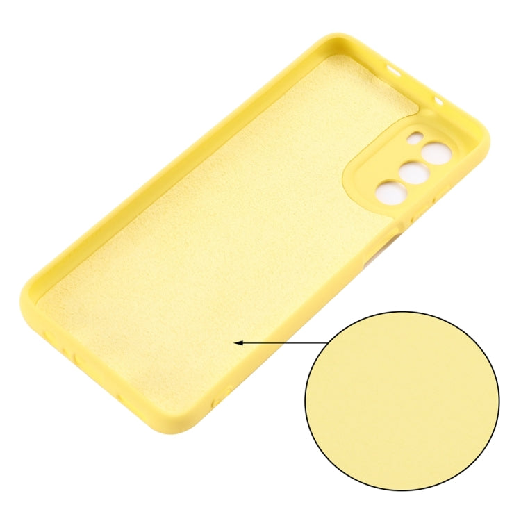 For Motorola Moto G71s 5G Pure Color Liquid Silicone Shockproof Phone Case(Yellow) - Motorola Cases by buy2fix | Online Shopping UK | buy2fix