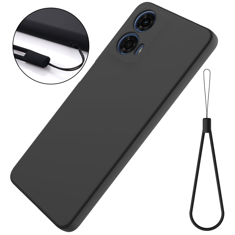 For Motorola Moto G04 / G24 Pure Color Liquid Silicone Shockproof Phone Case(Black) - Motorola Cases by buy2fix | Online Shopping UK | buy2fix