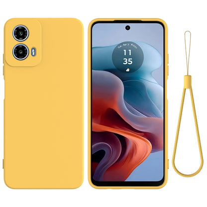 For Motorola Moto G34 Pure Color Liquid Silicone Shockproof Phone Case(Yellow) - Motorola Cases by buy2fix | Online Shopping UK | buy2fix