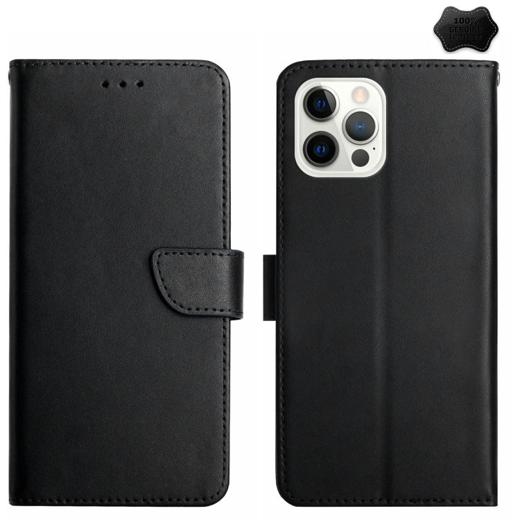 For iPhone 16 Pro Genuine Leather Fingerprint-proof Flip Phone Case(Black) - iPhone 16 Pro Cases by buy2fix | Online Shopping UK | buy2fix