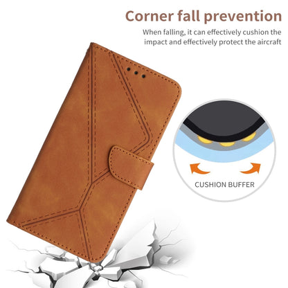 For iPhone 16 Stitching Embossed Leather Phone Case(Brown) - iPhone 16 Cases by buy2fix | Online Shopping UK | buy2fix