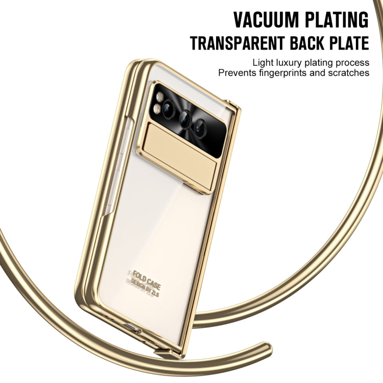 For Google Pixel Fold Integrated Electroplating Folding Phone Case with Pen Slot(Tyrant Gold) - Google Cases by buy2fix | Online Shopping UK | buy2fix