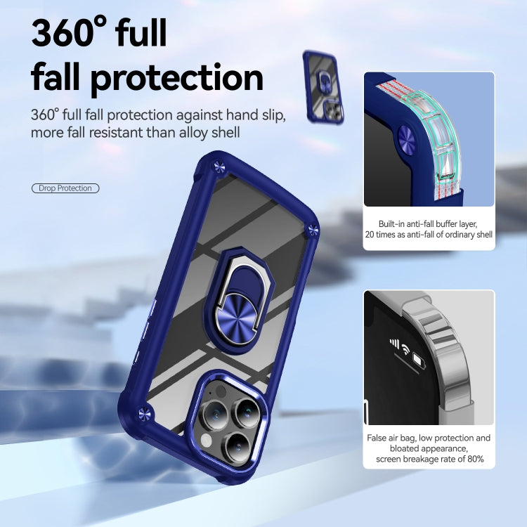 For iPhone 16 Pro TPU + PC Lens Protection Phone Case with Ring Holder(Blue) - iPhone 16 Pro Cases by buy2fix | Online Shopping UK | buy2fix