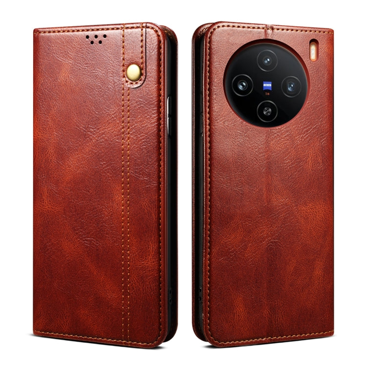 For vivo X100 Pro Oil Wax Crazy Horse Texture Leather Phone Case(Brown) - X100 Pro Cases by imak | Online Shopping UK | buy2fix