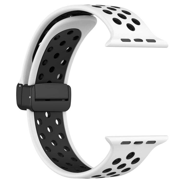 For Apple Watch Ultra 49mm Magnetic Buckle Silicone Watch Band(White Black) - Watch Bands by buy2fix | Online Shopping UK | buy2fix