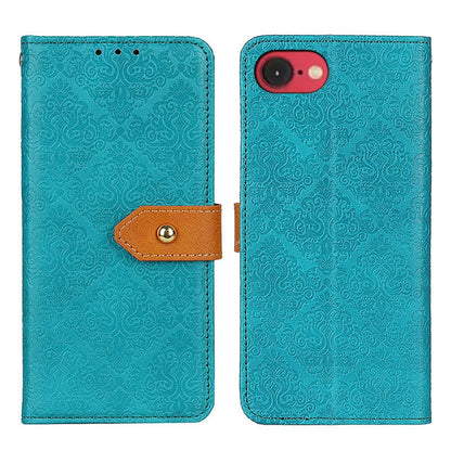 For iPhone SE 2024 European Floral Embossed Leather Phone Case(Blue) - More iPhone Cases by buy2fix | Online Shopping UK | buy2fix