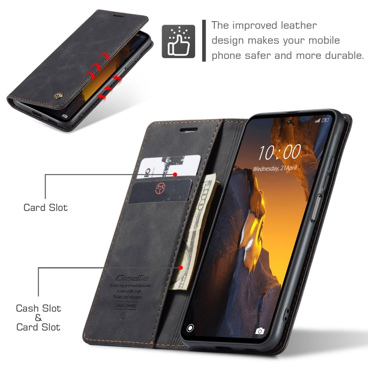 For Xiaomi Poco F5 5G/Redmi Note 12 Turbo 5G CaseMe 013 Multifunctional Horizontal Flip Leather Phone Case(Black) - Xiaomi Cases by CaseMe | Online Shopping UK | buy2fix