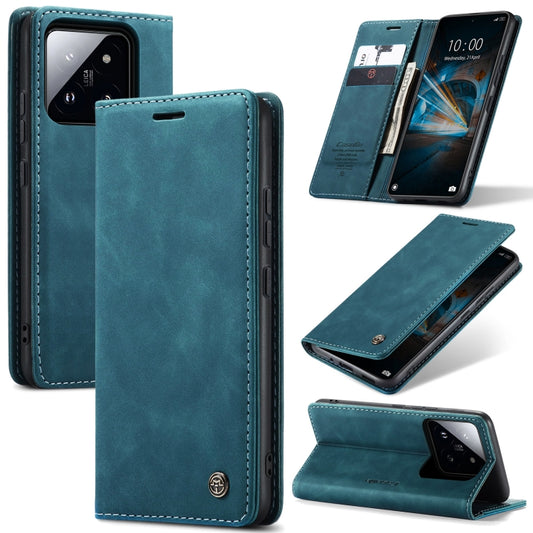 For Xiaomi 14 CaseMe 013 Multifunctional Horizontal Flip Leather Phone Case(Blue) - 14 Cases by CaseMe | Online Shopping UK | buy2fix