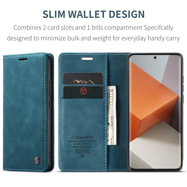 For Xiaomi Redmi Note 13 Pro+ CaseMe 013 Multifunctional Horizontal Flip Leather Phone Case(Blue) - Xiaomi Cases by CaseMe | Online Shopping UK | buy2fix