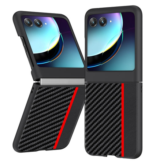 For Motorola Razr 40 Ultra Ultra-thin Carbon Fiber Texture Printing Phone Case(Black Red) - Motorola Cases by buy2fix | Online Shopping UK | buy2fix