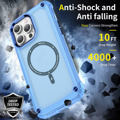 For iPhone 14 Pro Max Skin Feel TPU + PC MagSafe Magnetic Phone Case(Transparent Blue) - iPhone 14 Pro Max Cases by buy2fix | Online Shopping UK | buy2fix