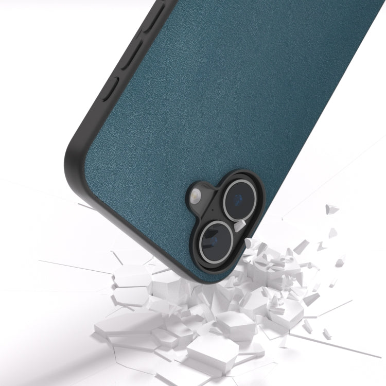 For iPhone 16 Plus ABEEL Genuine Leather Xiaoya Series Phone Case(Dark Green) - iPhone 16 Plus Cases by buy2fix | Online Shopping UK | buy2fix