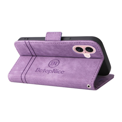 For iPhone 16 BETOPNICE Dual-side Buckle Leather Phone Case(Purple) - iPhone 16 Cases by BETOPNICE | Online Shopping UK | buy2fix