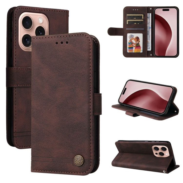 For iPhone 16 Pro Skin Feel Life Tree Leather Phone Case(Brown) - iPhone 16 Pro Cases by buy2fix | Online Shopping UK | buy2fix