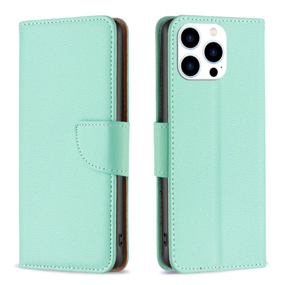 For iPhone 16 Pro Litchi Texture Pure Color Flip Leather Phone Case(Green) - iPhone 16 Pro Cases by buy2fix | Online Shopping UK | buy2fix