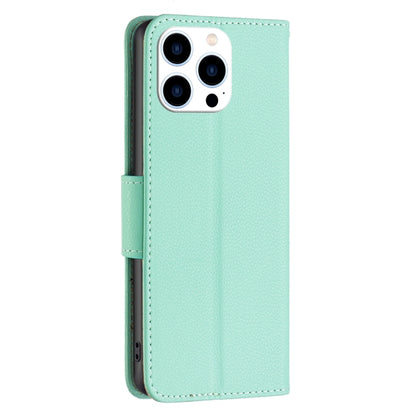 For iPhone 16 Pro Litchi Texture Pure Color Flip Leather Phone Case(Green) - iPhone 16 Pro Cases by buy2fix | Online Shopping UK | buy2fix