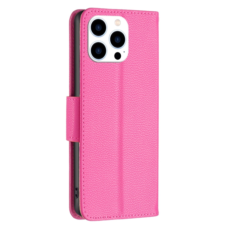 For iPhone 16 Pro Litchi Texture Pure Color Flip Leather Phone Case(Rose Red) - iPhone 16 Pro Cases by buy2fix | Online Shopping UK | buy2fix