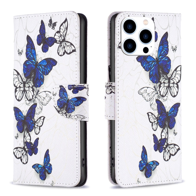 For iPhone 16 Pro Max Colored Drawing Pattern Flip Leather Phone Case(Butterflies) - iPhone 16 Pro Max Cases by buy2fix | Online Shopping UK | buy2fix