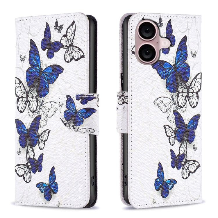 For iPhone 16 Plus Colored Drawing Pattern Flip Leather Phone Case(Butterflies) - iPhone 16 Plus Cases by buy2fix | Online Shopping UK | buy2fix