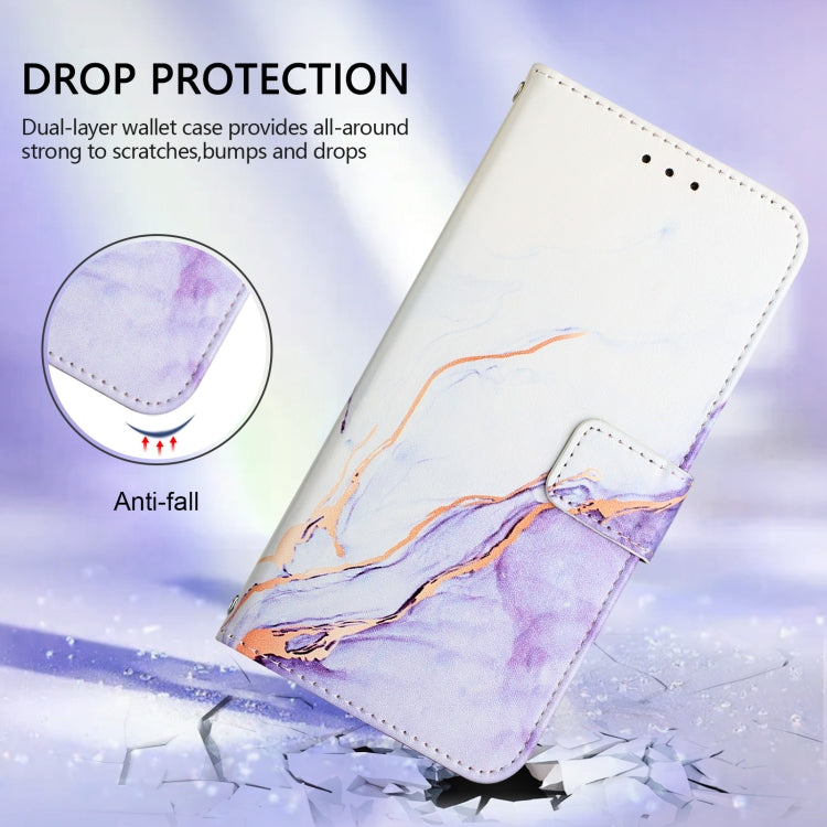 For iPhone SE 2024 PT003 Marble Pattern Flip Leather Phone Case(White Purple LS006) - More iPhone Cases by buy2fix | Online Shopping UK | buy2fix