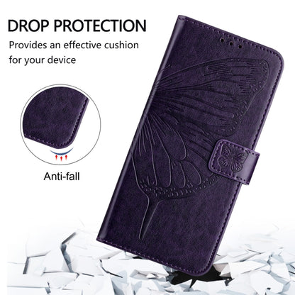 For iPhone 16 Embossed Butterfly Leather Phone Case(Dark Purple) - iPhone 16 Cases by buy2fix | Online Shopping UK | buy2fix