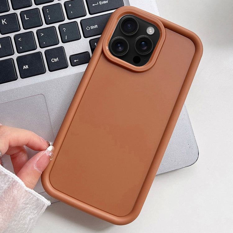 For iPhone 16 Pro Shockproof Frame Frosted TPU Phone Case(Brown) - iPhone 16 Pro Cases by buy2fix | Online Shopping UK | buy2fix