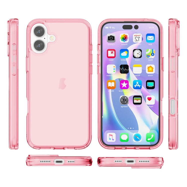 For iPhone 16 Shockproof Terminator Transparent Phone Case(Pink) - iPhone 16 Cases by buy2fix | Online Shopping UK | buy2fix