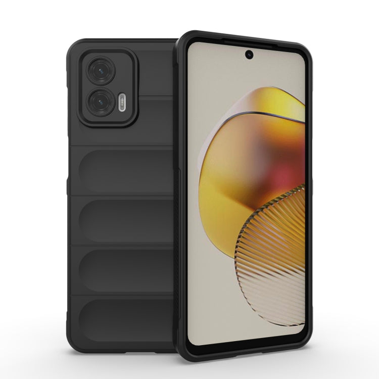 For Motorola Moto G73 5G Magic Shield TPU + Flannel Phone Case(Black) - Motorola Cases by buy2fix | Online Shopping UK | buy2fix