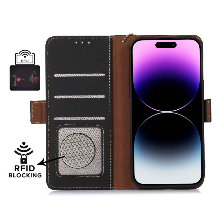 For iPhone 16 Pro Max Genuine Leather Magnetic RFID Leather Phone Case(Black) - iPhone 16 Pro Max Cases by buy2fix | Online Shopping UK | buy2fix