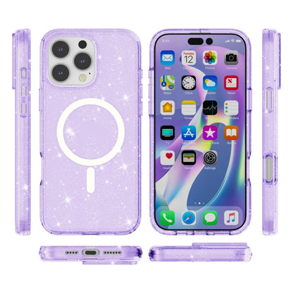 For iPhone 16 Pro Max Terminator Style Glitter Powder MagSafe Magnetic Phone Case(Purple) - iPhone 16 Pro Max Cases by buy2fix | Online Shopping UK | buy2fix