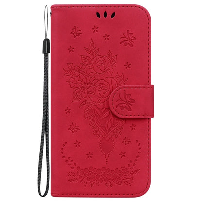 For Motorola Edge 2024 Butterfly Rose Embossed Leather Phone Case(Red) - Motorola Cases by buy2fix | Online Shopping UK | buy2fix