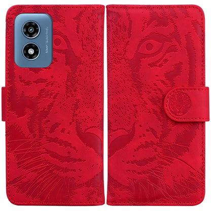 For Motorola Moto G Play 4G 2024 Tiger Embossing Pattern Leather Phone Case(Red) - Motorola Cases by buy2fix | Online Shopping UK | buy2fix