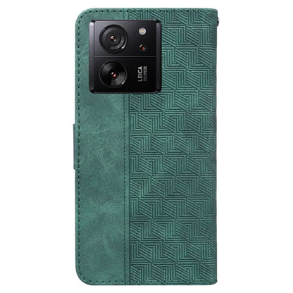 For Xiaomi 13T / 13T Pro / Redmi K60 Ultra Geometric Embossed Leather Phone Case(Green) - Redmi K60 Ultra Cases by buy2fix | Online Shopping UK | buy2fix