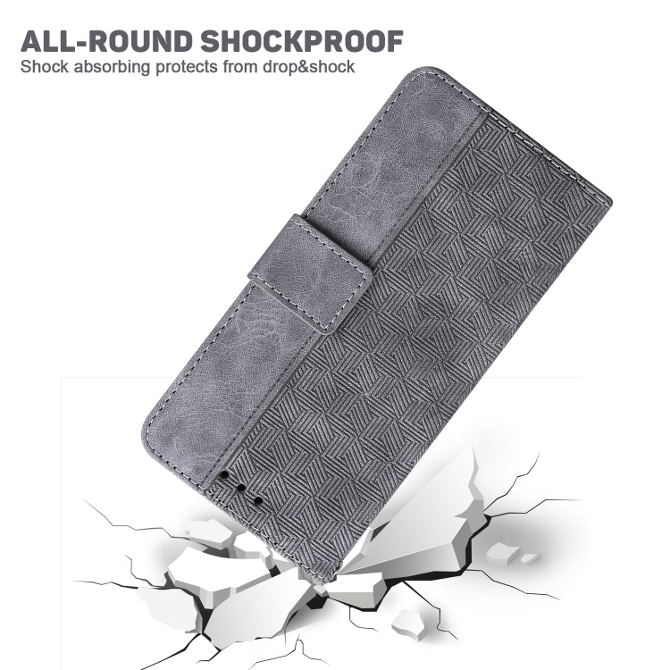 For Xiaomi Redmi K70E / Poco X6 Pro Geometric Embossed Leather Phone Case(Grey) - K70E Cases by buy2fix | Online Shopping UK | buy2fix