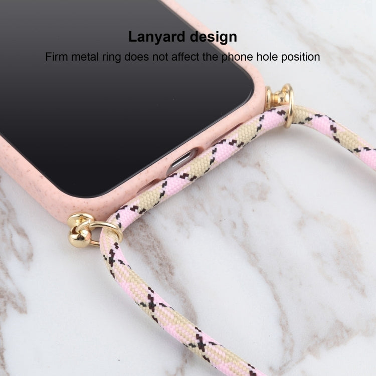 For iPhone 16 Pro Wheat Straw TPU Shockproof Phone Case with Neck Lanyard(Pink) - iPhone 16 Pro Cases by buy2fix | Online Shopping UK | buy2fix