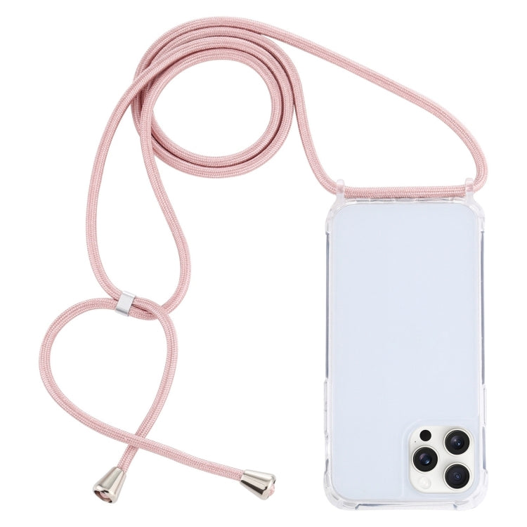 For iPhone 16 Pro Transparent Acrylic Airbag Shockproof Phone Protective Case with Lanyard(Rose Gold) - iPhone 16 Pro Cases by buy2fix | Online Shopping UK | buy2fix