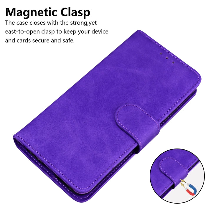 For iPhone 16 Pro Max Skin Feel Pure Color Flip Leather Phone Case(Purple) - iPhone 16 Pro Max Cases by buy2fix | Online Shopping UK | buy2fix