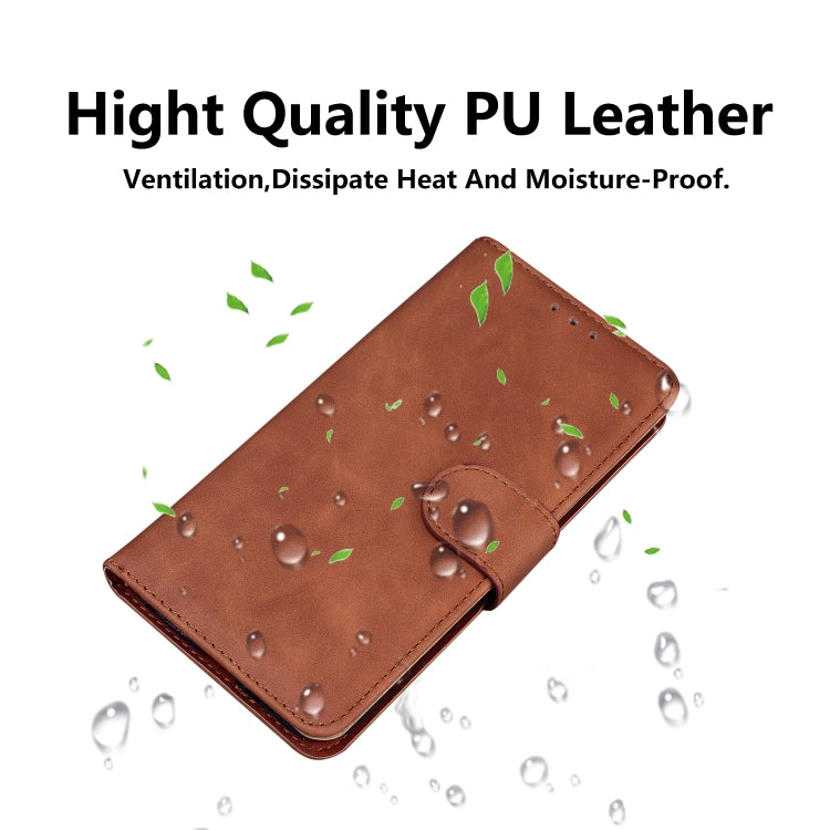 For iPhone 16 Pro Max Skin Feel Pure Color Flip Leather Phone Case(Brown) - iPhone 16 Pro Max Cases by buy2fix | Online Shopping UK | buy2fix