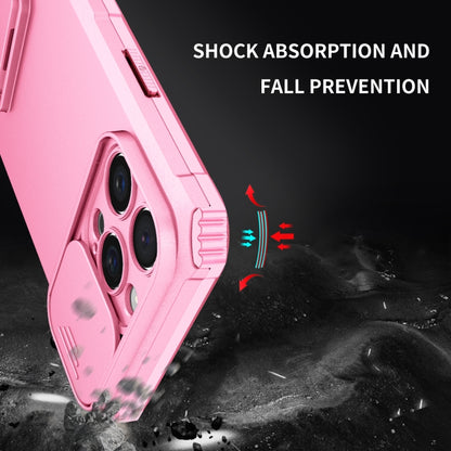 For iPhone 16 Pro Max Stereoscopic Holder Sliding Camshield Phone Case(Pink) - iPhone 16 Pro Max Cases by buy2fix | Online Shopping UK | buy2fix