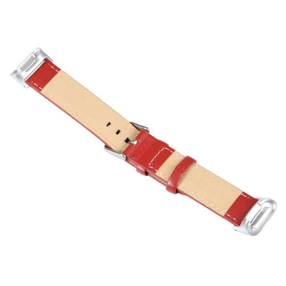 For Fitbit Charge 5 18mm Bamboo Joint Texture Genuine Leather Watch Band(Red) - Watch Bands by buy2fix | Online Shopping UK | buy2fix