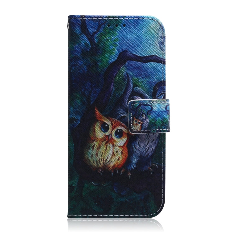 For iPhone SE 2024 Coloured Drawing Flip Leather Phone Case(Oil Painting Owl) - More iPhone Cases by buy2fix | Online Shopping UK | buy2fix