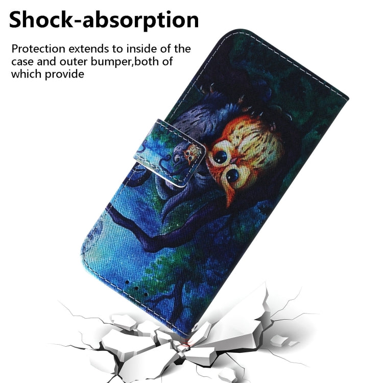 For iPhone 16 Pro Coloured Drawing Flip Leather Phone Case(Oil Painting Owl) - iPhone 16 Pro Cases by buy2fix | Online Shopping UK | buy2fix