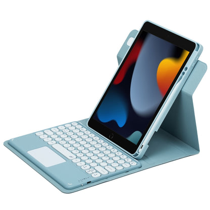 For iPad 10.2 2021 / Air 2019 Round Button 360 Degree Rotatable Bluetooth Keyboard Leather Case with Touchpad(Mist Blue) - Universal by buy2fix | Online Shopping UK | buy2fix