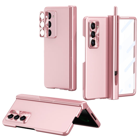 For Samsung Galaxy Z Fold5 Electroplating Hinged Folding Phone Case with S Pen Fold Edtion(Pink) - Galaxy Z Fold5 Cases by buy2fix | Online Shopping UK | buy2fix