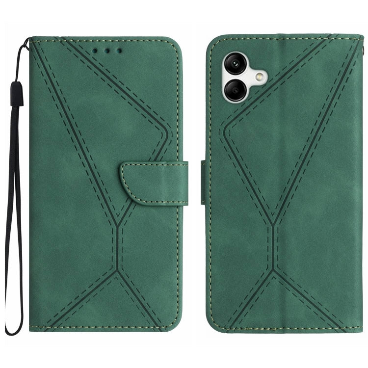 For Samsung Galaxy A05 Stitching Embossed Leather Phone Case(Green) - Galaxy Phone Cases by buy2fix | Online Shopping UK | buy2fix