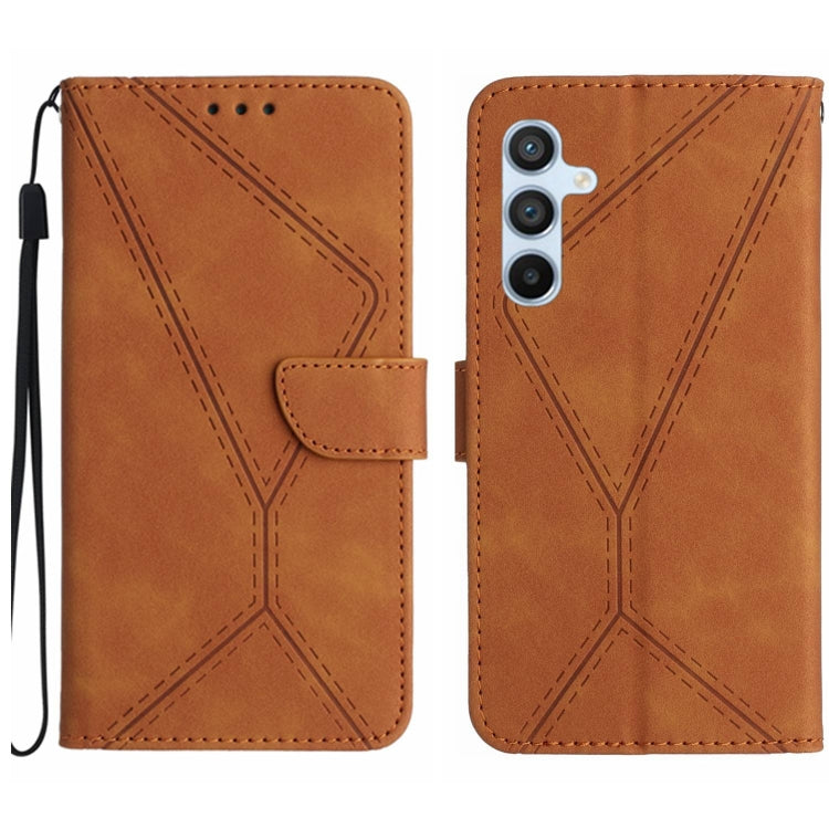 For Samsung Galaxy M55 Stitching Embossed Leather Phone Case(Brown) - Galaxy Phone Cases by buy2fix | Online Shopping UK | buy2fix