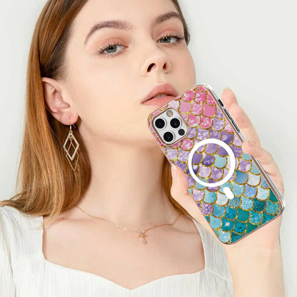 For iPhone 12 Pro Max Marble Pattern Dual-side IMD Magsafe TPU Phone Case(Colorful Scales) - iPhone 12 Pro Max Cases by buy2fix | Online Shopping UK | buy2fix