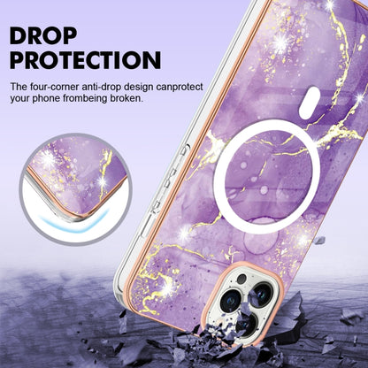 For iPhone 15 Pro Max Marble Pattern Dual-side IMD Magsafe TPU Phone Case(Purple 002) - iPhone 15 Pro Max Cases by buy2fix | Online Shopping UK | buy2fix