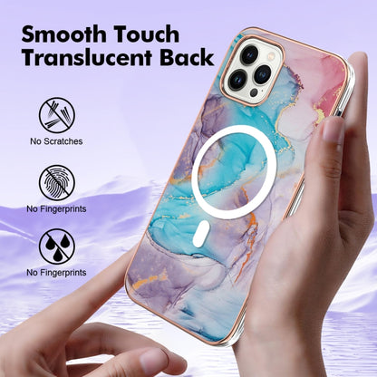 For iPhone 15 Pro Marble Pattern Dual-side IMD Magsafe TPU Phone Case(Blue Marble) - iPhone 15 Pro Cases by buy2fix | Online Shopping UK | buy2fix