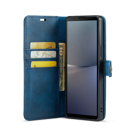 For Sony Xperia 10 V DG.MING Crazy Horse Texture Detachable Magnetic Leather Phone Case(Blue) - Sony Cases by DG.MING | Online Shopping UK | buy2fix